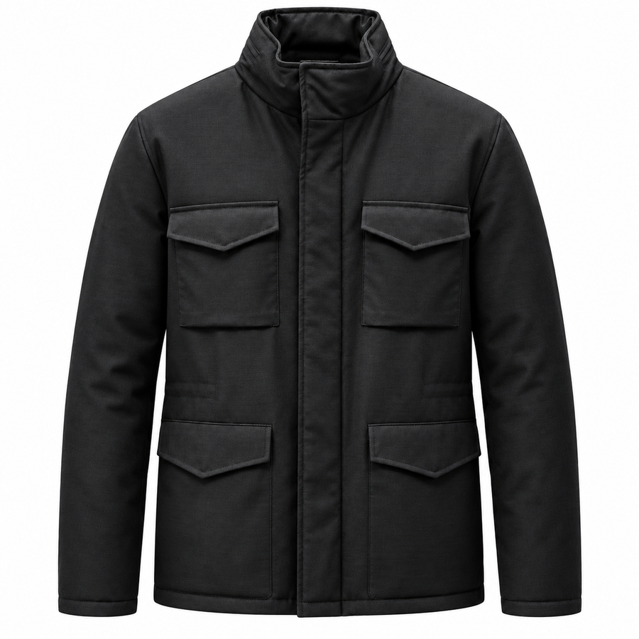 Loro Piana Tessuto Field Jacket Black 100% Virgin Wool