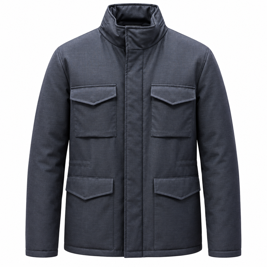 Loro Piana Tessuto Field Jacket Blue Virgin Wool