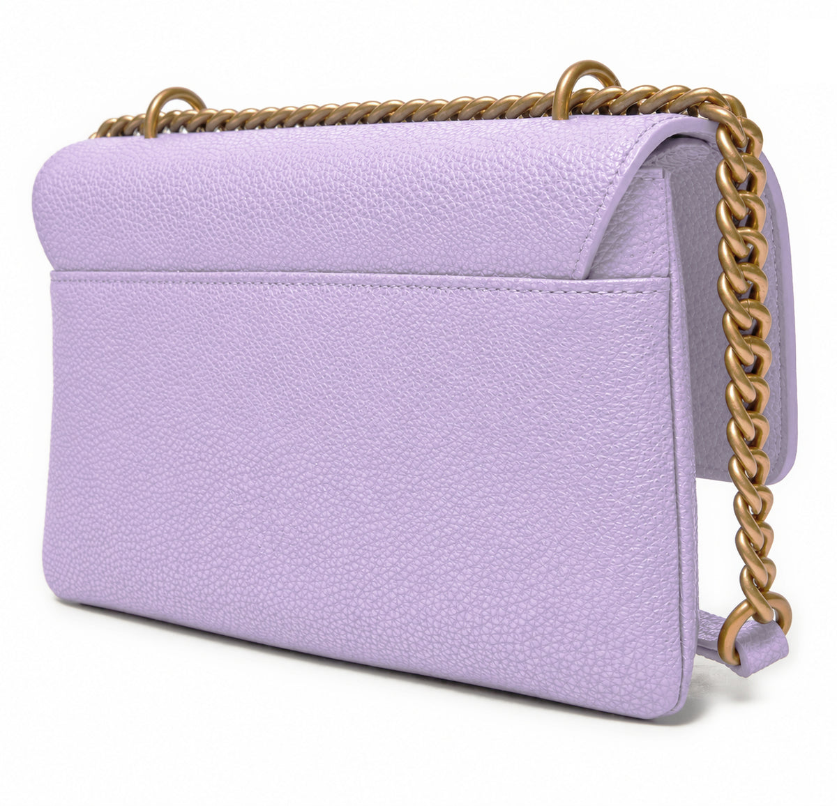 pinko – Pinko Love One Soft Mini Shoulder Bag – lilac rear angled view with chain