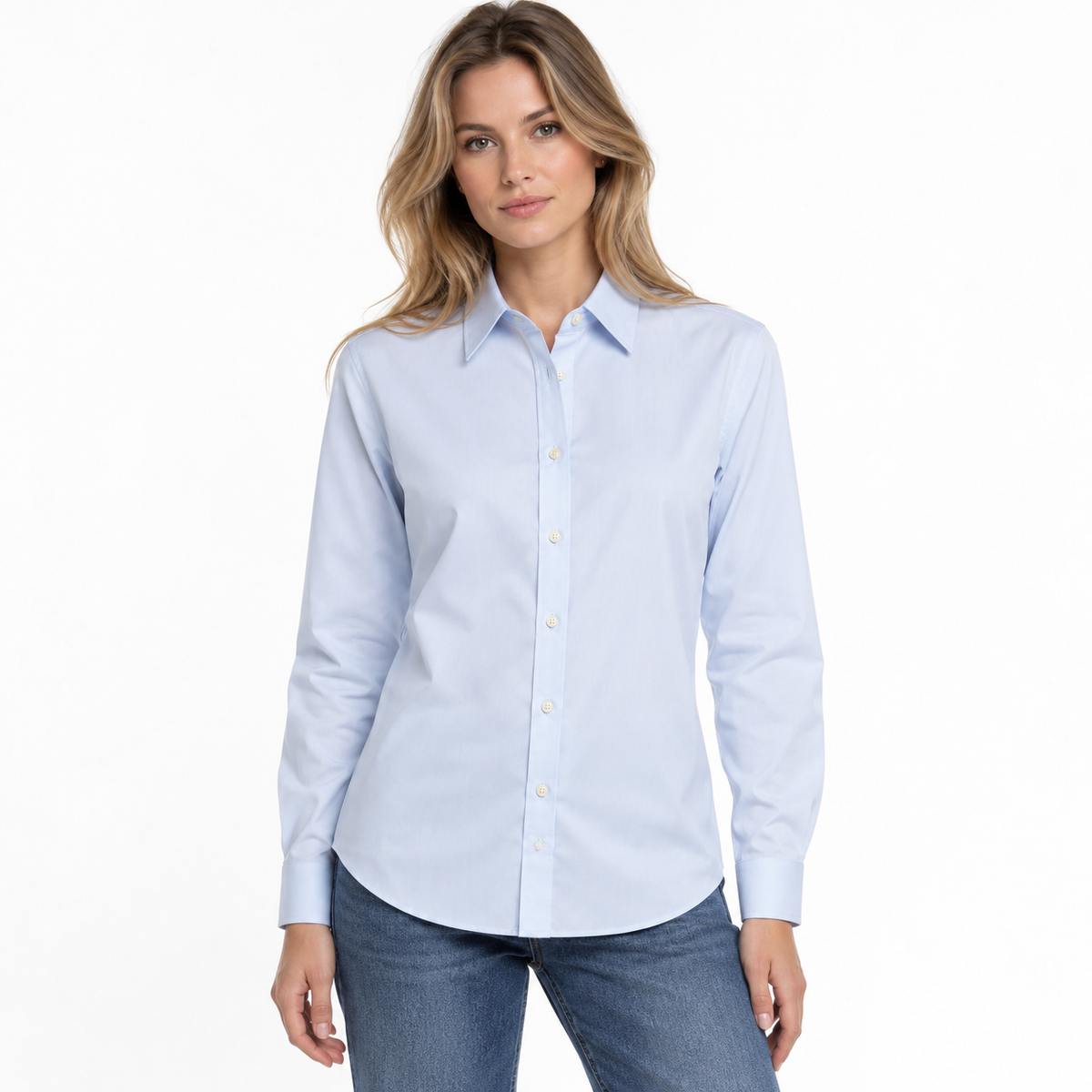 loro piana tessuto – Tessuto Robi Regular-Fit Shirt – worn by woman in light blue