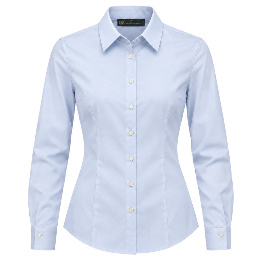loro piana tessuto – Tessuto Rosa slim-fit shirt – Light blue front packshot with visible collar label