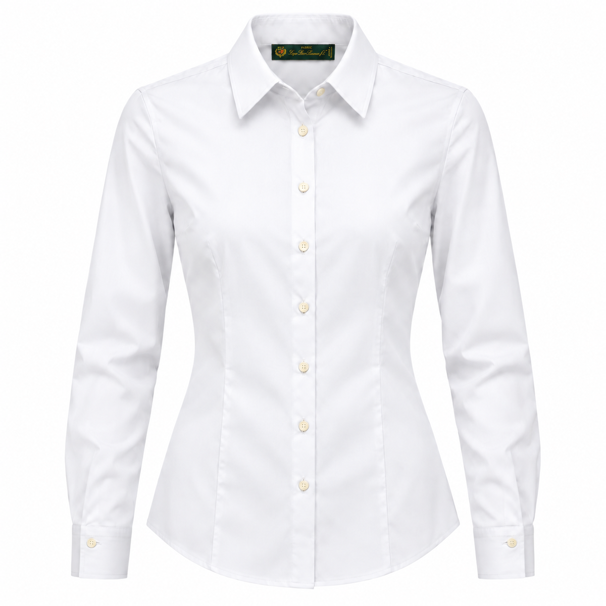 loro piana tessuto – Tessuto Rosa Slim-Fit Shirt – Front flat view, white shirt with button closure