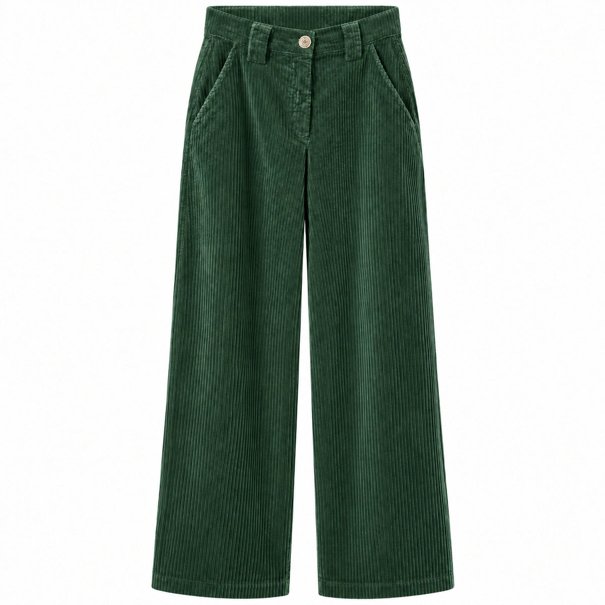 East Drive – green wide-leg corduroy trousers – front flat packshot