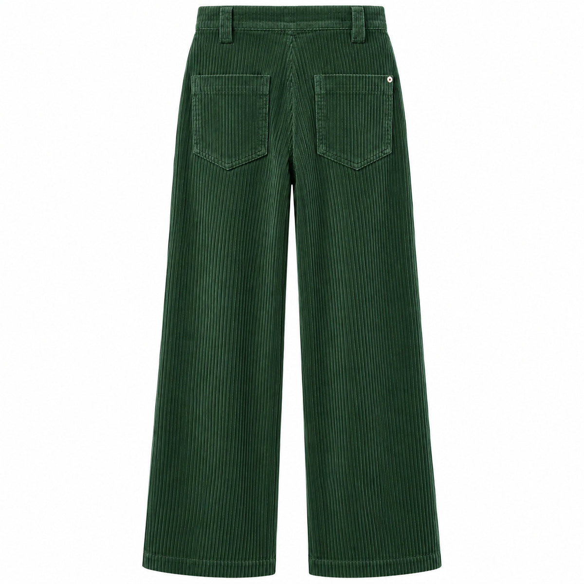 East Drive – green wide-leg corduroy trousers – back flat packshot with pockets