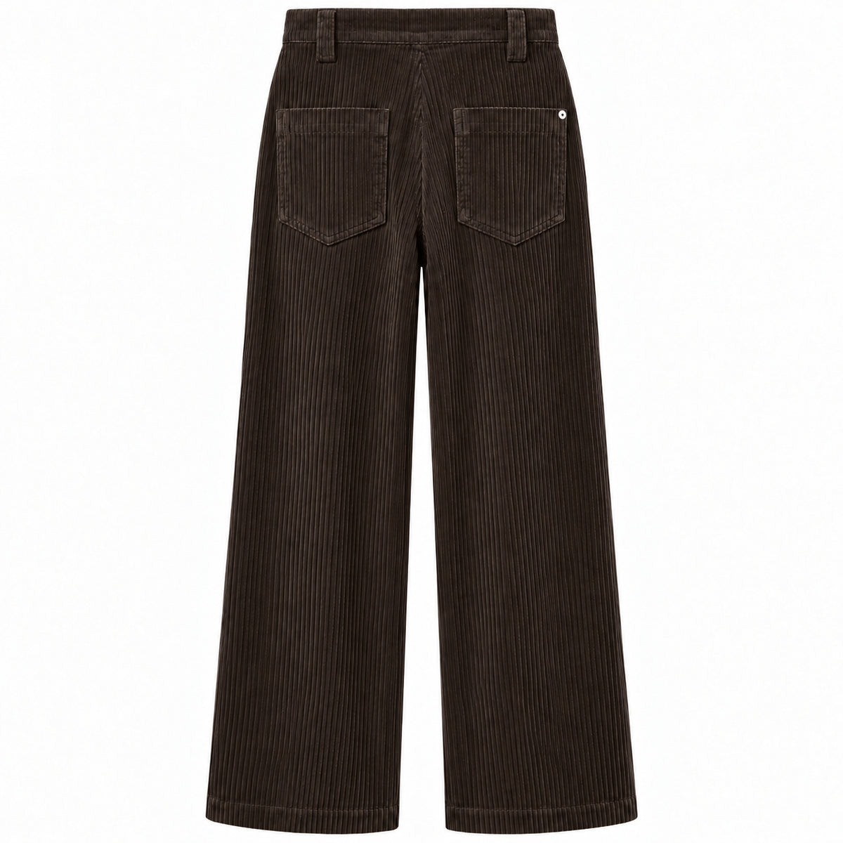East Drive – brown wide-leg corduroy trousers – back view with patch pockets