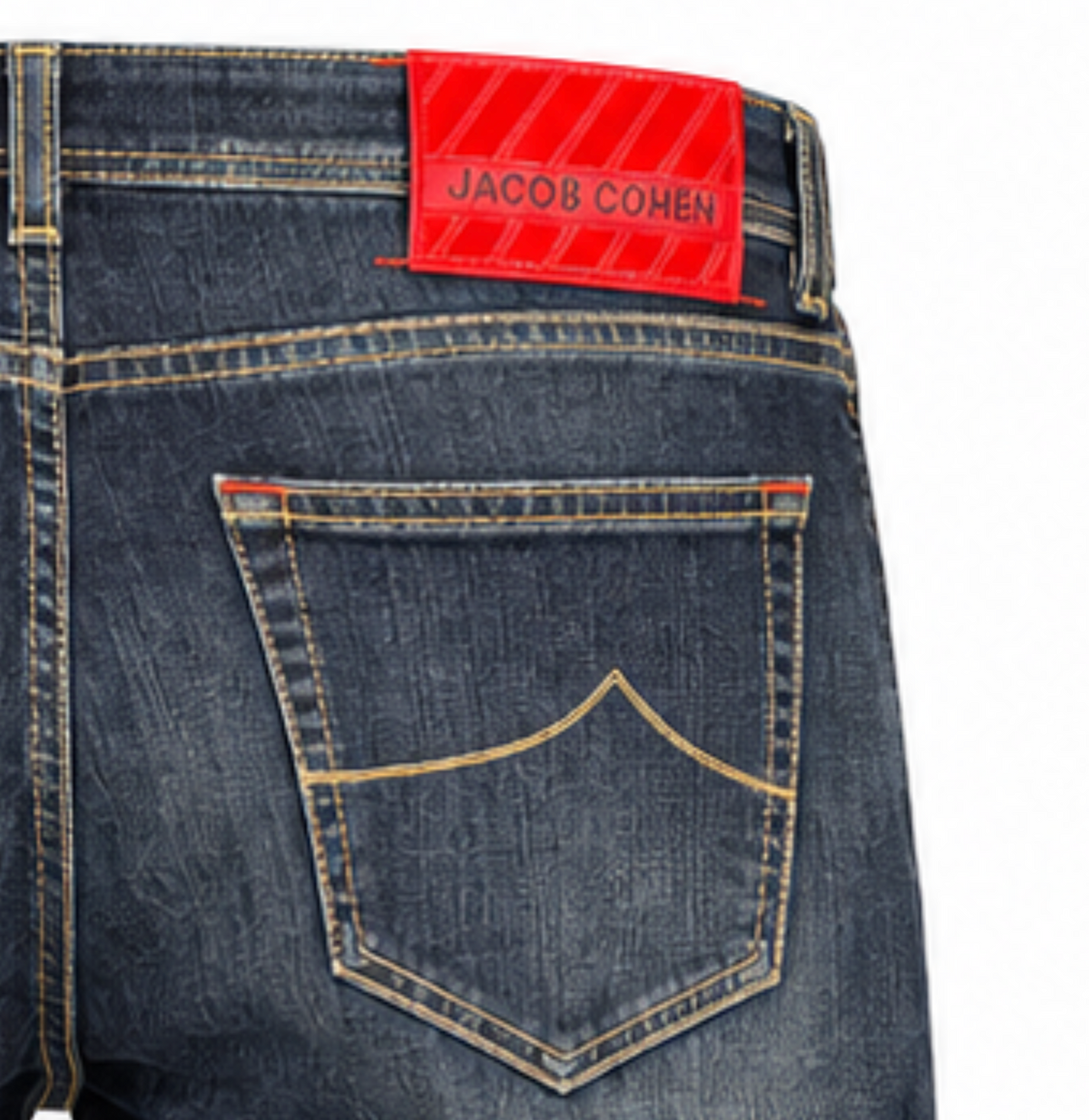 Jacob Cohen – Nick slim-fit blue jeans – back pocket with red waistband label