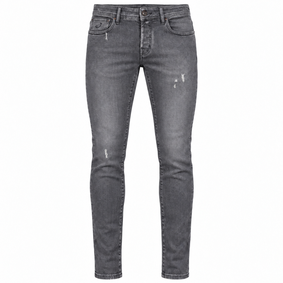 Jacob Cohen – Nick black super-slim-fit jeans – Front flat lay with distressed details