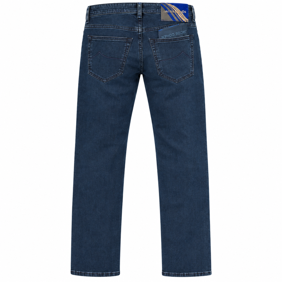 Jacob Cohen – Nick regular-fit blue jeans – Back view, flat packshot with two rear pockets