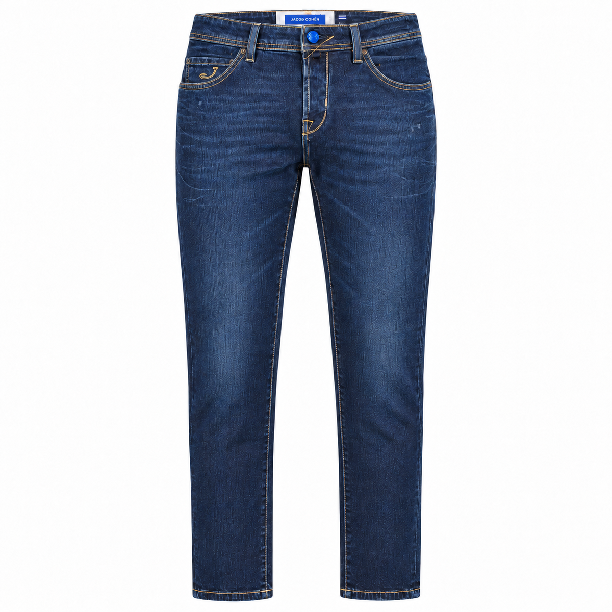 Jacob Cohen – blue cotton-blend jeans – front full-length view with contrast stitching