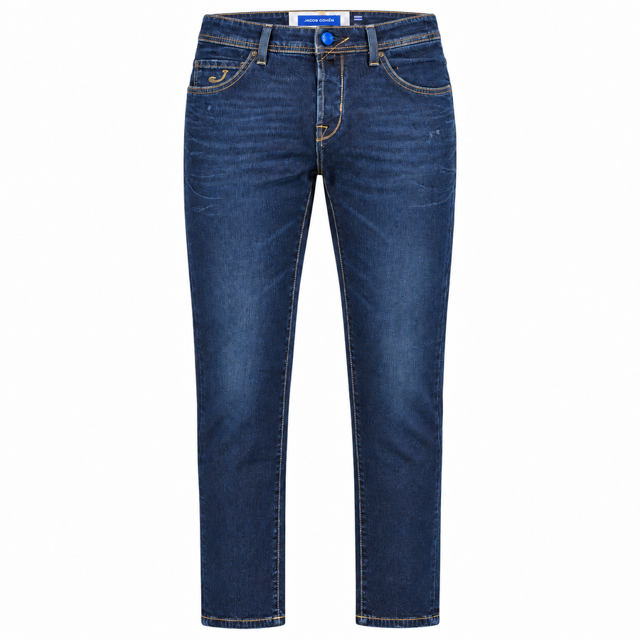 Jacob Cohen – blue cotton-blend jeans – front full-length view with contrast stitching