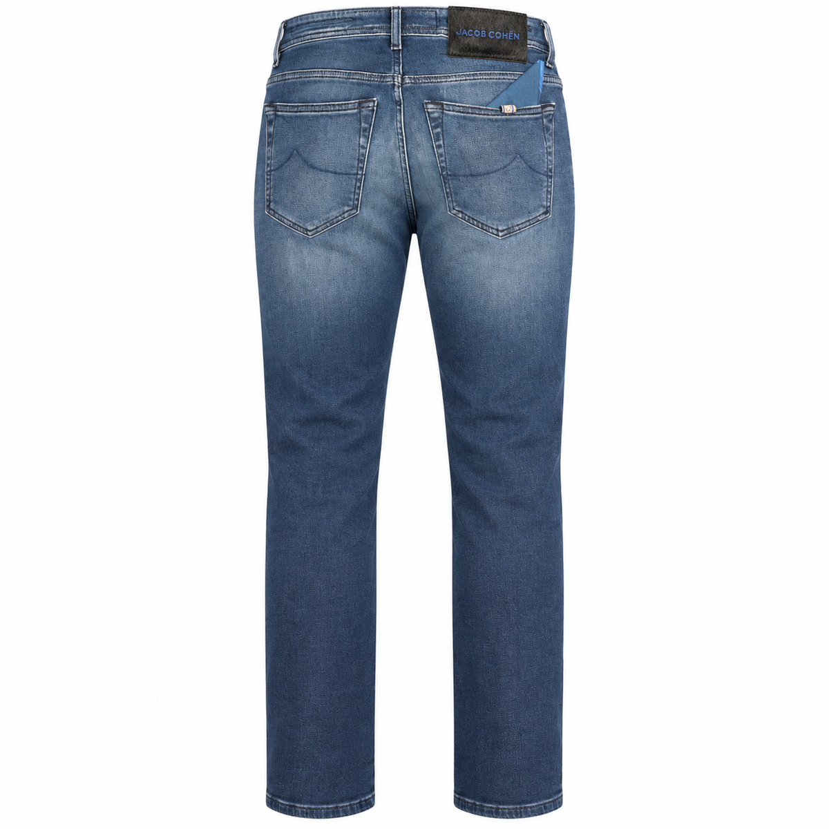 Jacob Cohen – Blue cotton blend jeans – Back view with two pockets and waistband label