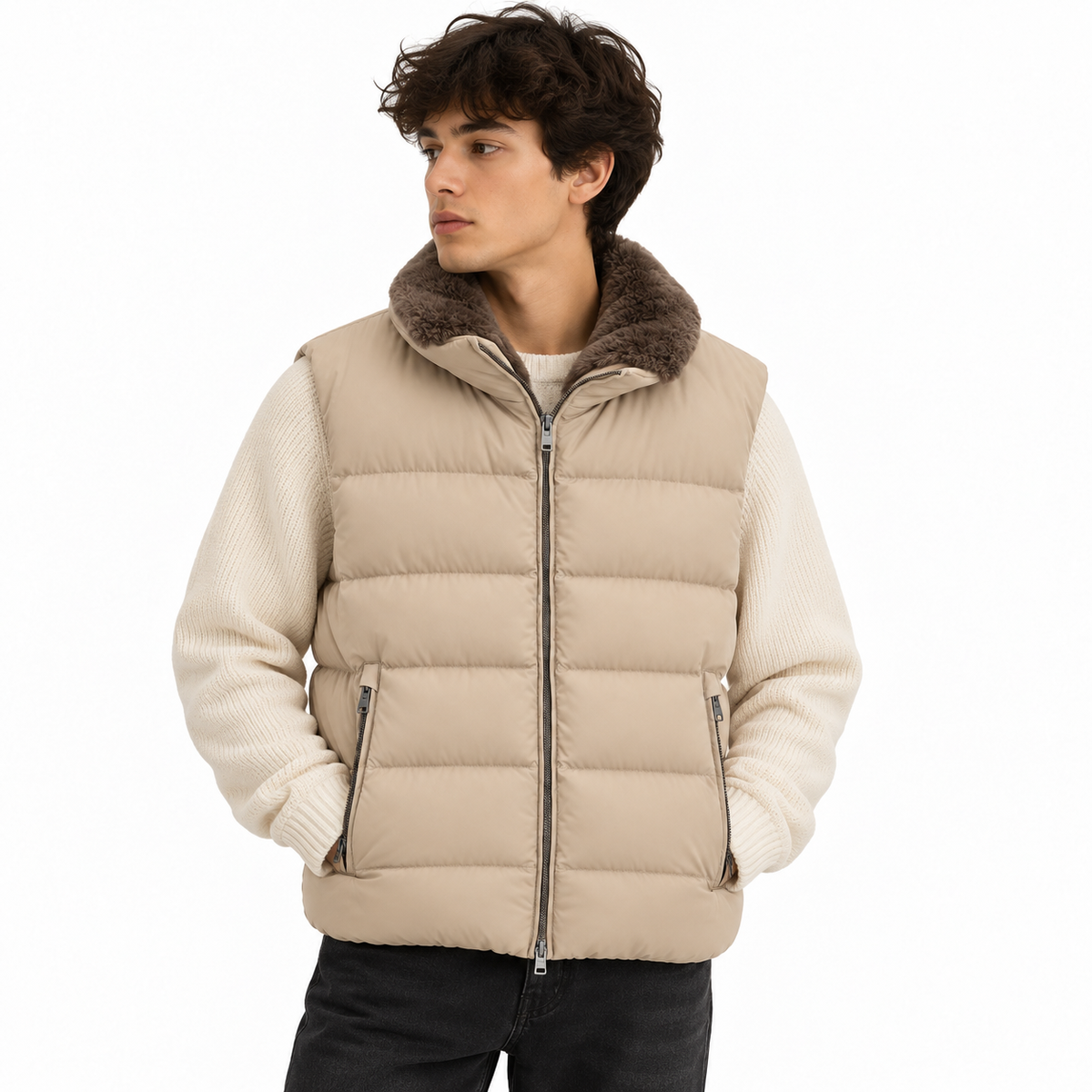 herno - Smanicato con pelliccia