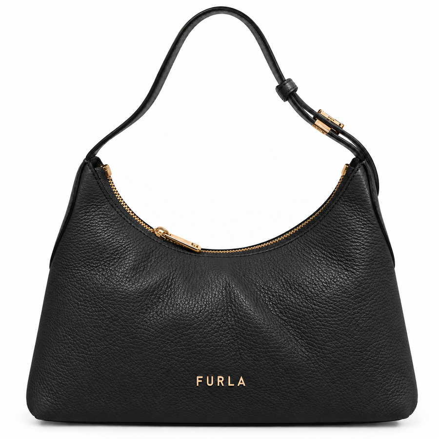 Furla Shoulder Bag Black Leather Danae