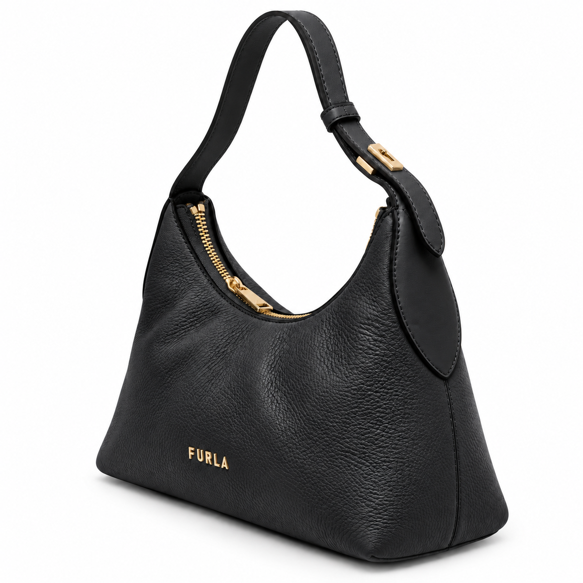 Furla Shoulder Bag Black Leather Danae
